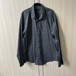Zegna mens Black Striped Shirt sz 43-17